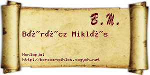 Böröcz Miklós névjegykártya