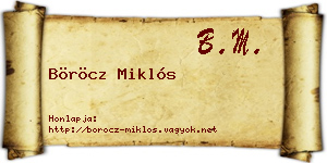 Böröcz Miklós névjegykártya